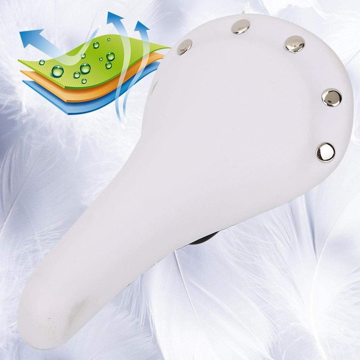 SnelShoppen - Outdoor Fietszadel Soft Seat Schokbestendig Waterdicht Fietsaccessoire Wit - Ergonomisch, Lichtgewicht en Comfortabel voor Lange Rit