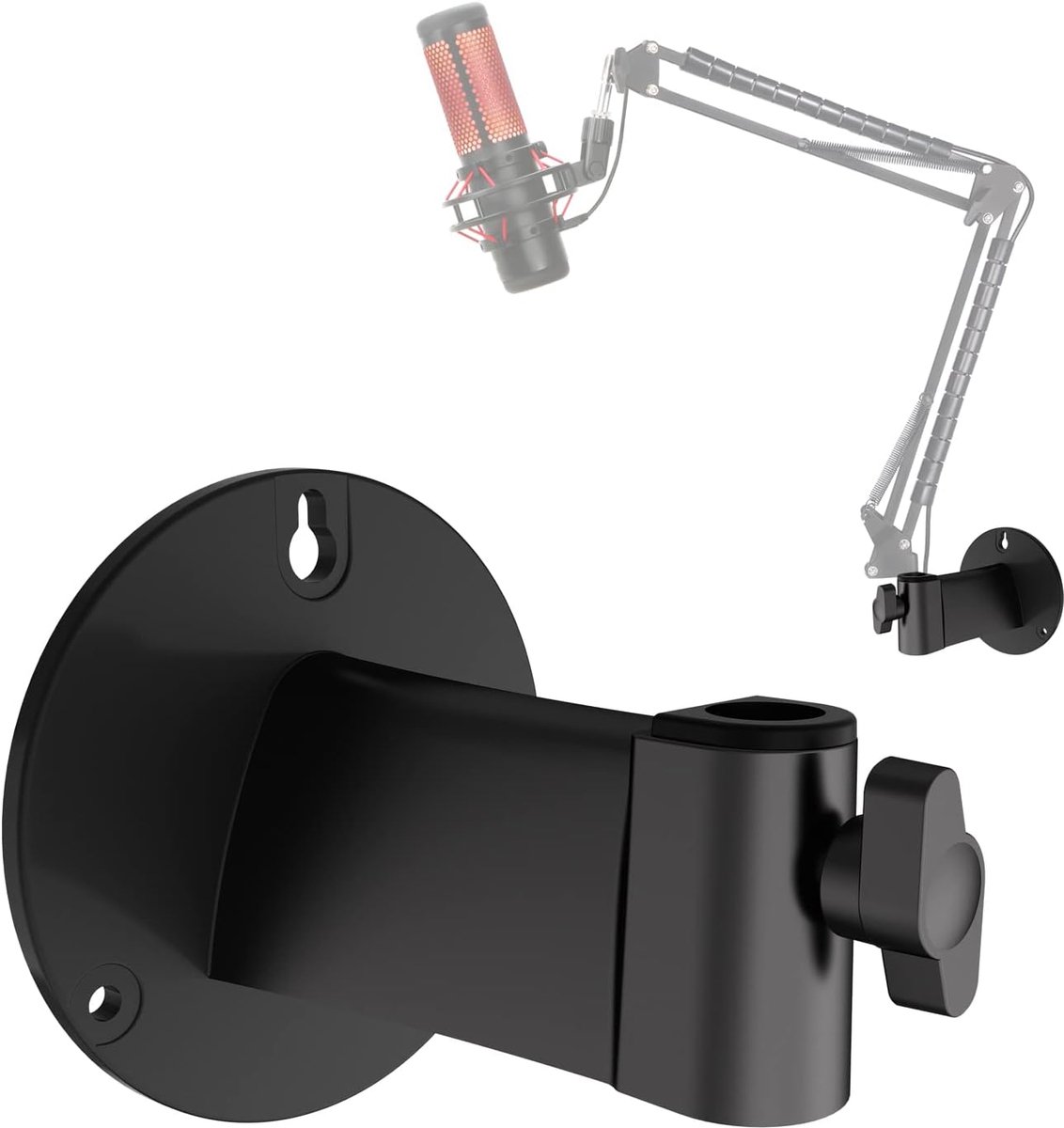 SnelShoppen - Microfoon Wandbeugel Arm - Wandmontage Microfoonarm Voet, Vrije Rotatie, Stabiele Aluminium Legering, Bespaart Bureau Ruimte, Microfoon