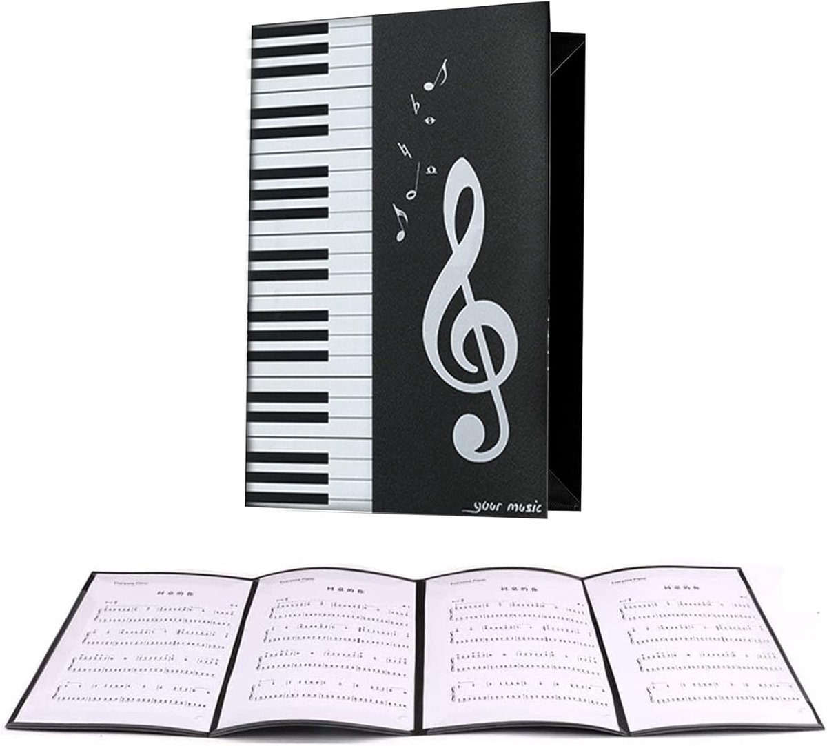 4-sided music folder, A4, 4-sided music folder, for piano, guitar, violin, paper, documents, music lovers, students - ShopVlot