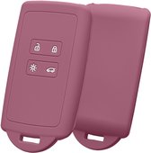 kwmobile autosleutelhoes geschikt voor Renault 4-knops Smartkey (Keyless Go) - Siliconenhoes in donkerroze - Sleutelcover