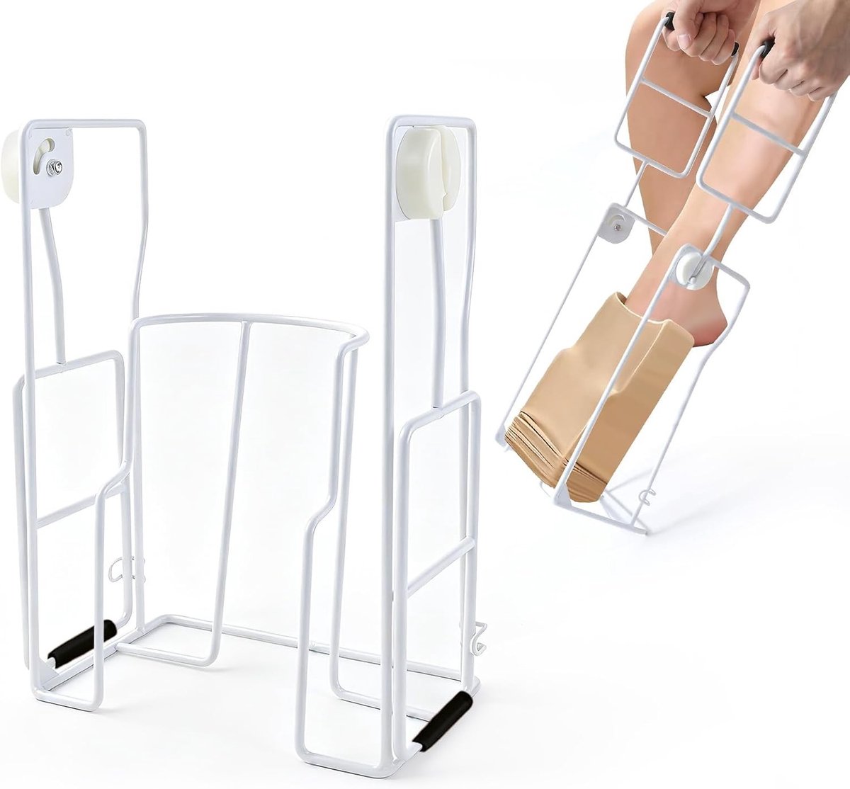 Aantrekhulp voor compressiekousen en sokken, ideaal voor senioren en mensen met beperkte mobiliteit, met lange vouwbare greep en duurzaam ontwerp