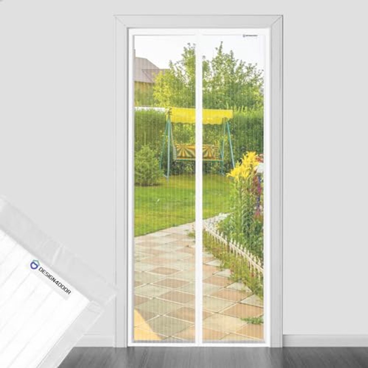 SnelShoppen - Vliegengaas voor Deur 100 x 250 cm - Wit Vliegengaas voor Balkondeur - Geen Steekmuggen - Gezond Leven in Tuin en Keuken