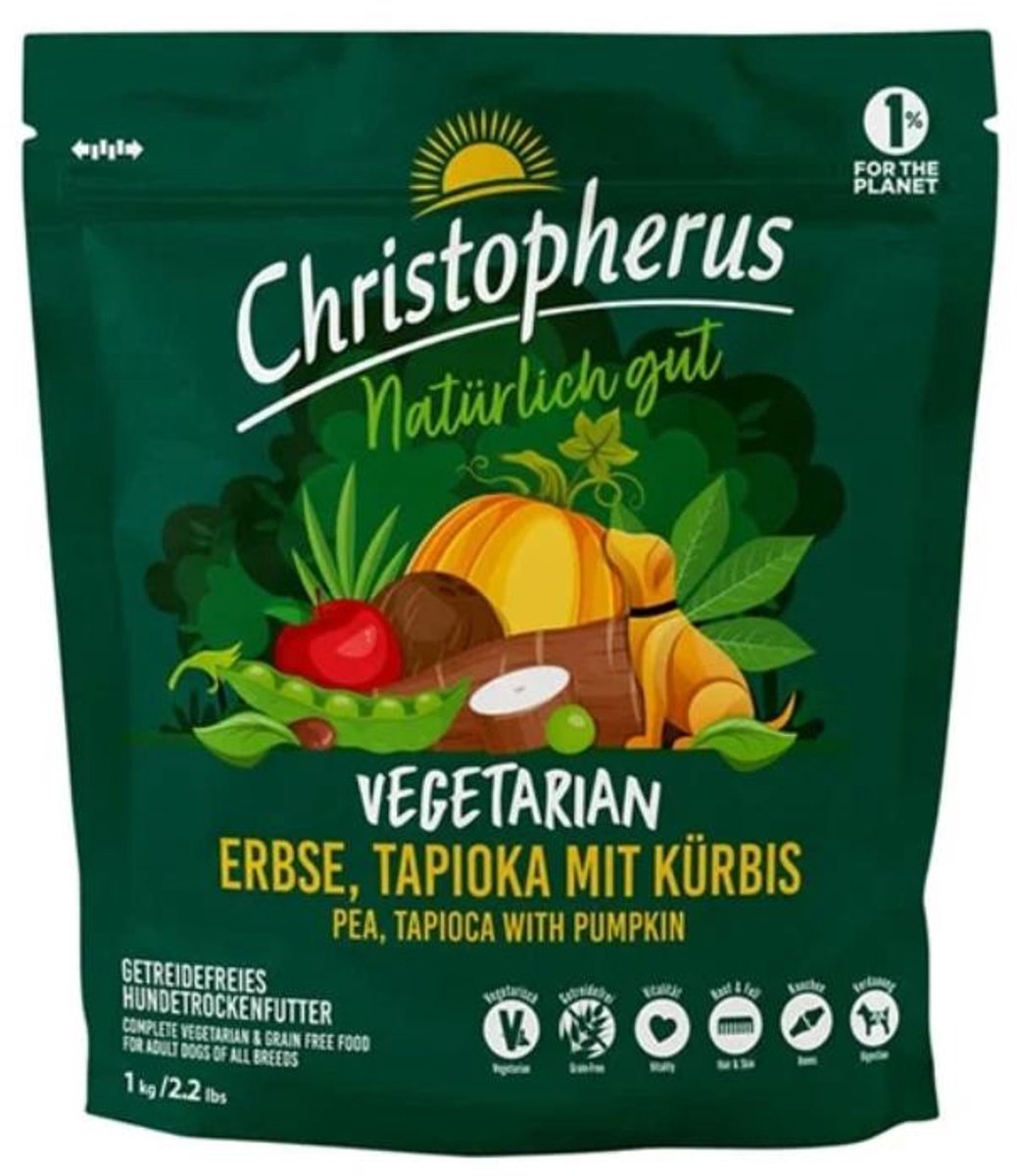 Christopherus Christopherus Dog - Droogvoer Hond Vegetarisch Erwt, Tapioca & Pompoen - 8kg