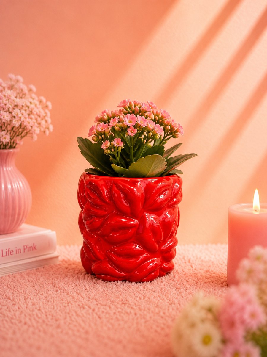 Kiss Me Bloempot | Viva Femme | Bloempot | Decoratie | Cadeau | Wonen | Planten | Liefde | Rood | Moederdag