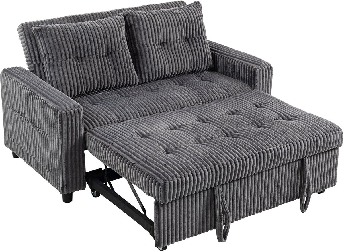 Slaapbank - Uitklapbaar - Slaapstoel - Logeerbed - Zetelbed - Slaapfauteuil - Vouwbed - 2 persoons - Zeer comfortabel - Donkergrijs
