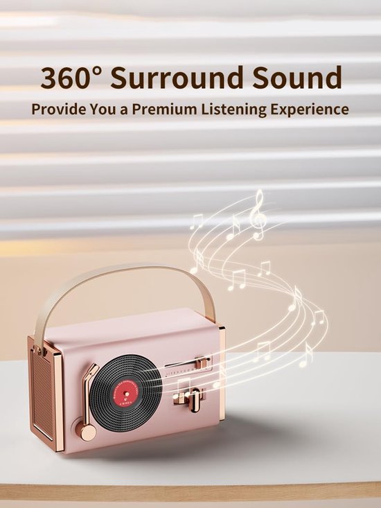 Retro Bluetooth-speaker - Vintage decoratie, draadloze mini-speaker in schattige retrostijl - Ondersteunt USB, TF-kaart, AUX en FM-radio - Geschikt voor slaapkamer, feestjes buiten en als verjaardagscadeau (Groen) — afbeelding 2