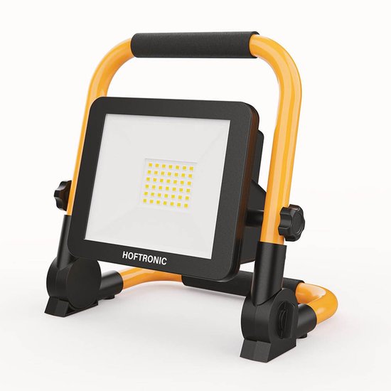 LED Bouwlamp op accu - Oplaadbaar - 6500K - 20W - 2000lm - Kantelbaar - Brandtijd: 4-6 uur aaneengesloten - 25.000 branduren - IP54 - 2 jaar garantie