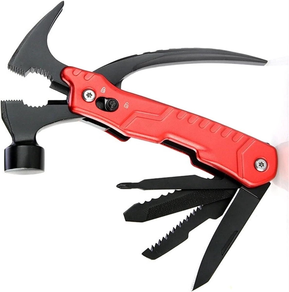 Multifunctionele Klauwhamer - Hamer Gereedschap - Huishoudelijk Onderhoud - Roestvrijstalen Handgreep - 135 mm - Rood