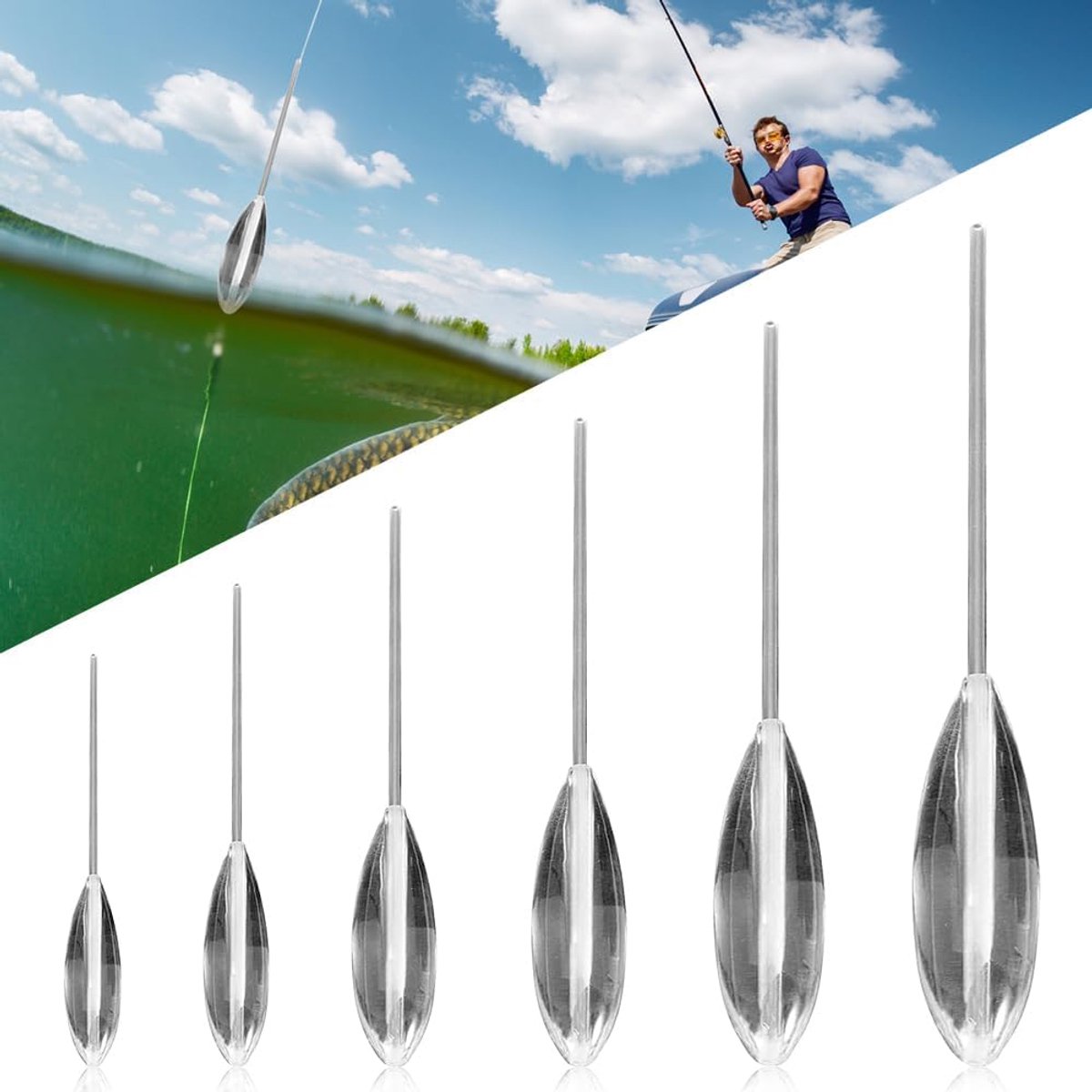 SnelShoppen - 6 Stuks Vissershulpmiddelen Set Voor Forelvissen, Langzaam Zinkende Drijvers 8g-25g, Perfect Voor Forel Aas En Lepels, Anti-Klit Ontwerp