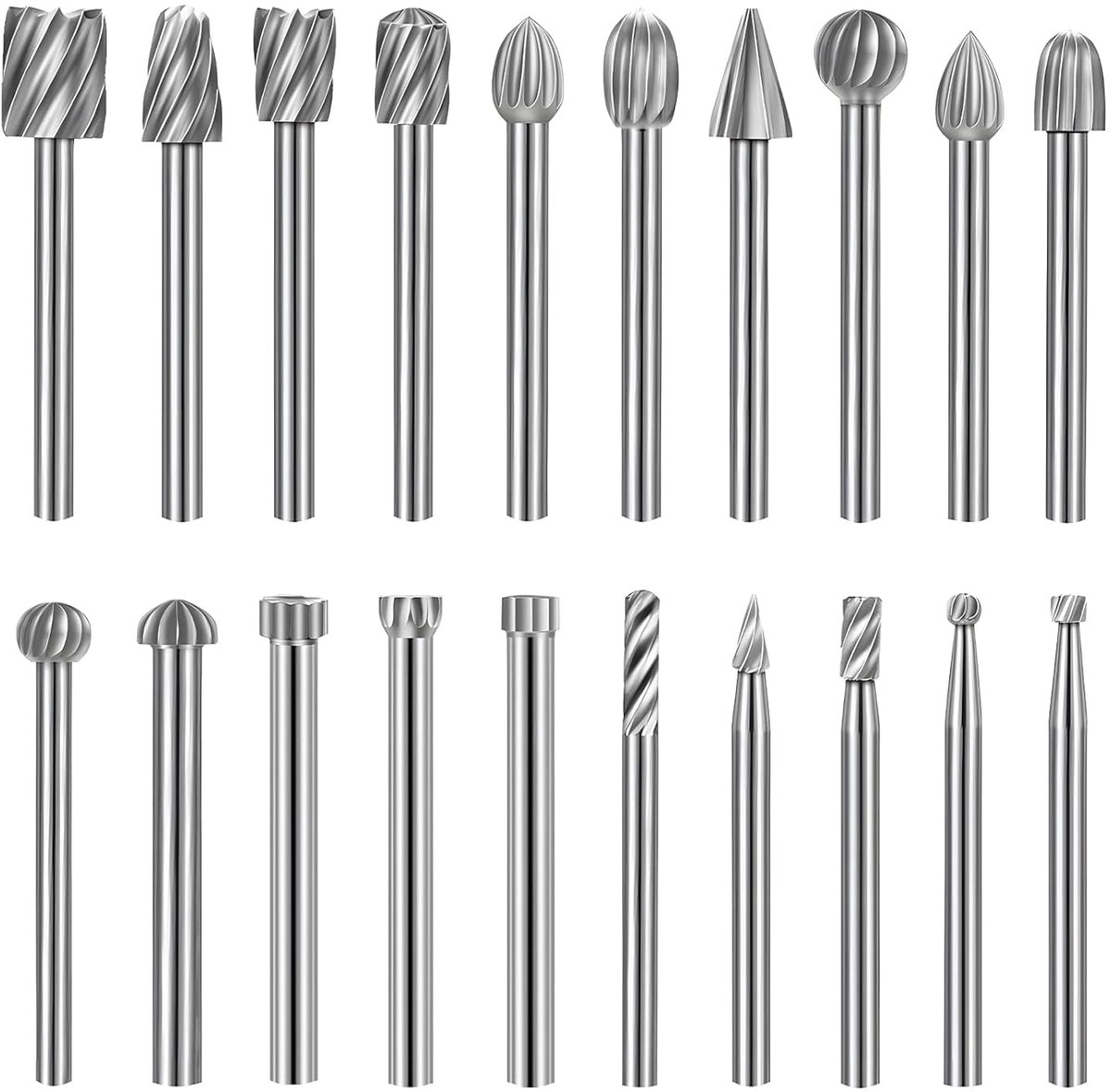 SnelShoppen - 20-delige HSS Freesboor Set, Houtbewerking Frees Cutter Set, Carbid Rotatieve Snijder voor Metalen Dremel, Multifunctionele Houtsnij Ger