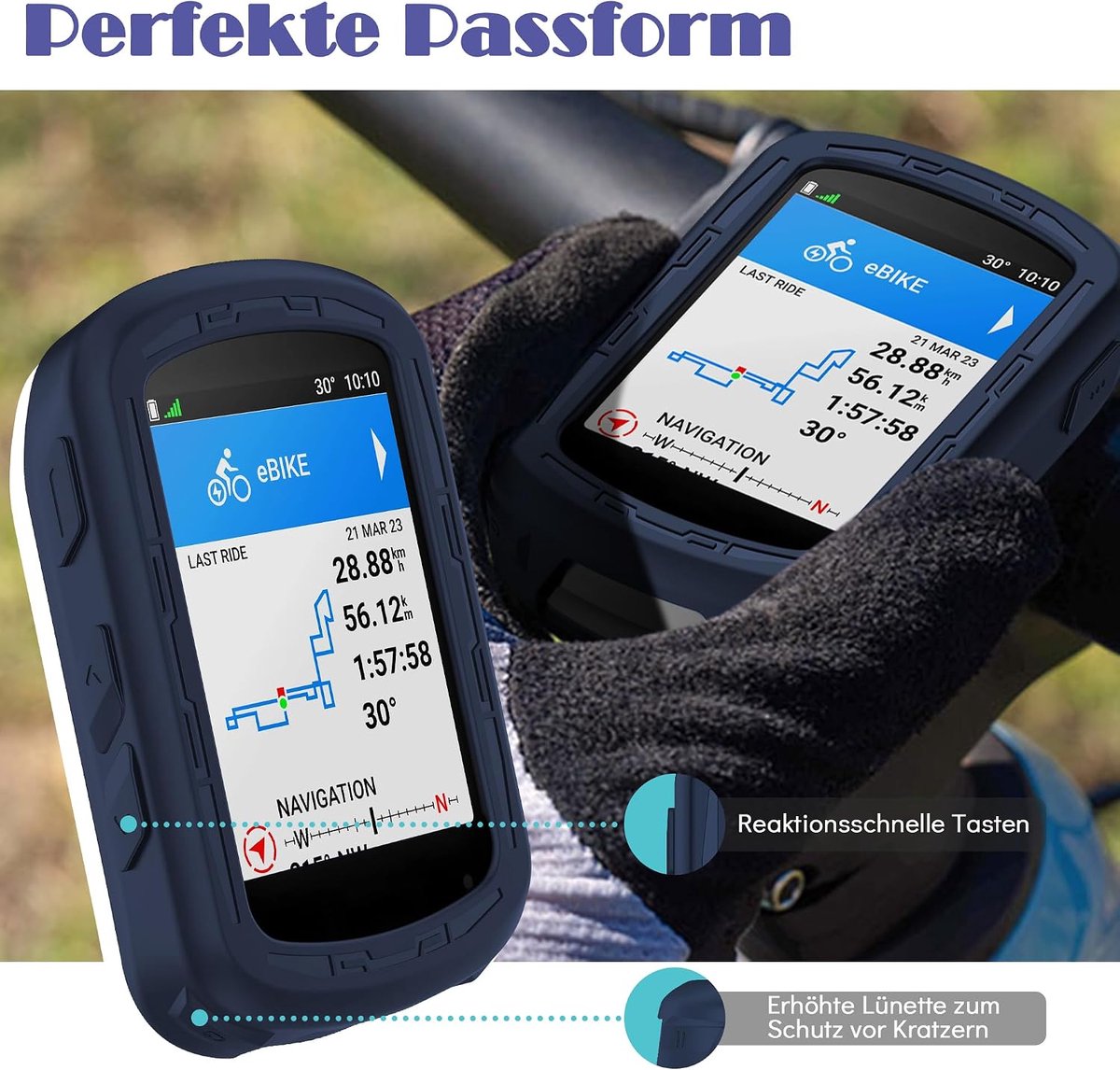 SnelShoppen - Silicone Hoes Geschikt voor Garmin Edge 540/840 Solar, Zachte Silicone Bescherming, Volledige Schokbestendigheid - Blauw
