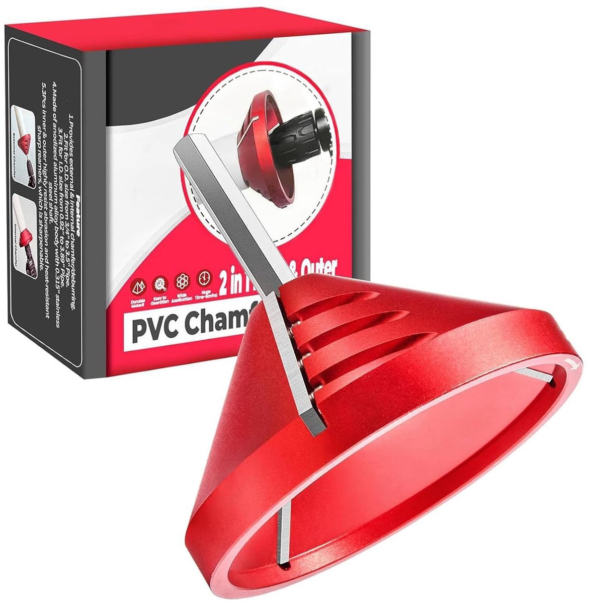 SnelShoppen - PVC Ontbraam Tools, 2 in 1 Binnen Buiten Buis Reamer, Buis en Tube Vijl Gereedschap voor OD 0,59 Inch Tot 3,39 Inch, ID 0,87 Inch Tot 3,