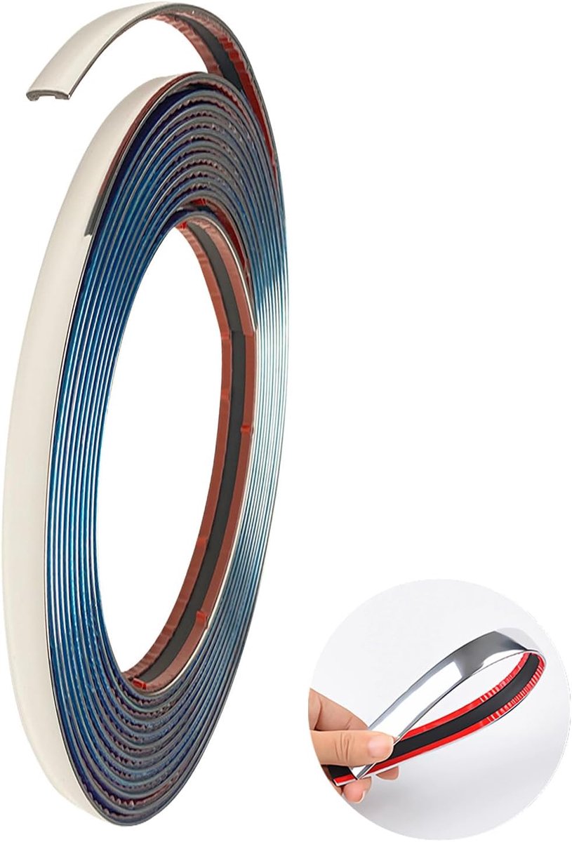 SnelShoppen - Chrome Decoratieve Strip Auto 6mm x 5m - Zelfklevende Universele Chrome Strips voor Auto Carrosserie en Raamdecoratie