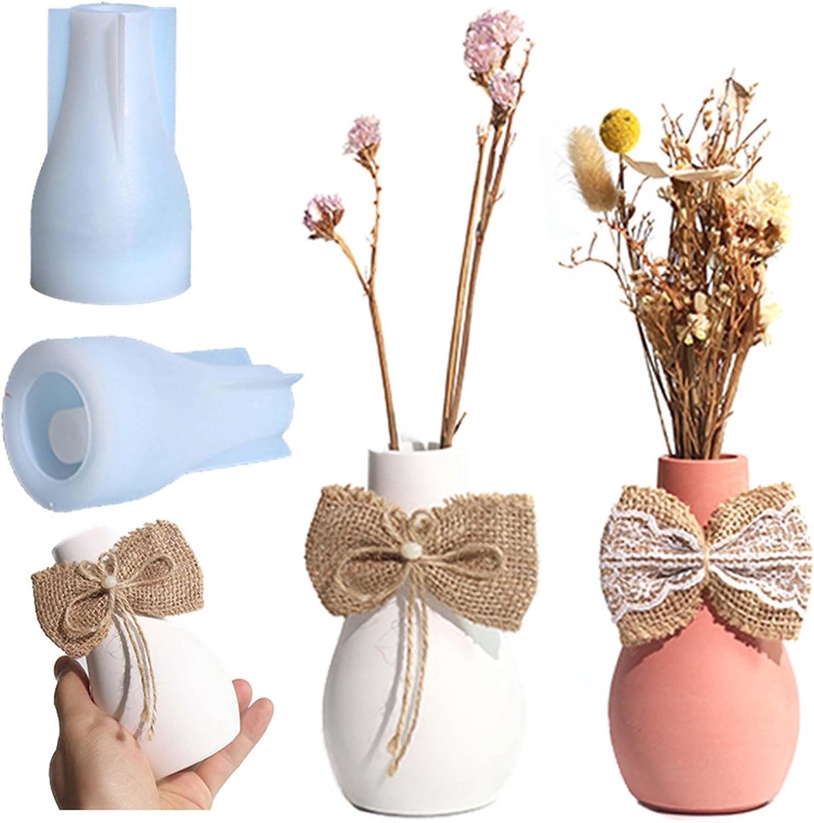 SnelShoppen - Silicone Vaas Mallen Set - DIY Bloemenvazen Gietvormen voor Resin, 3D Handgemaakte Decoratie, Ideaal voor Bloemen, 13.3 x 7.7 cm