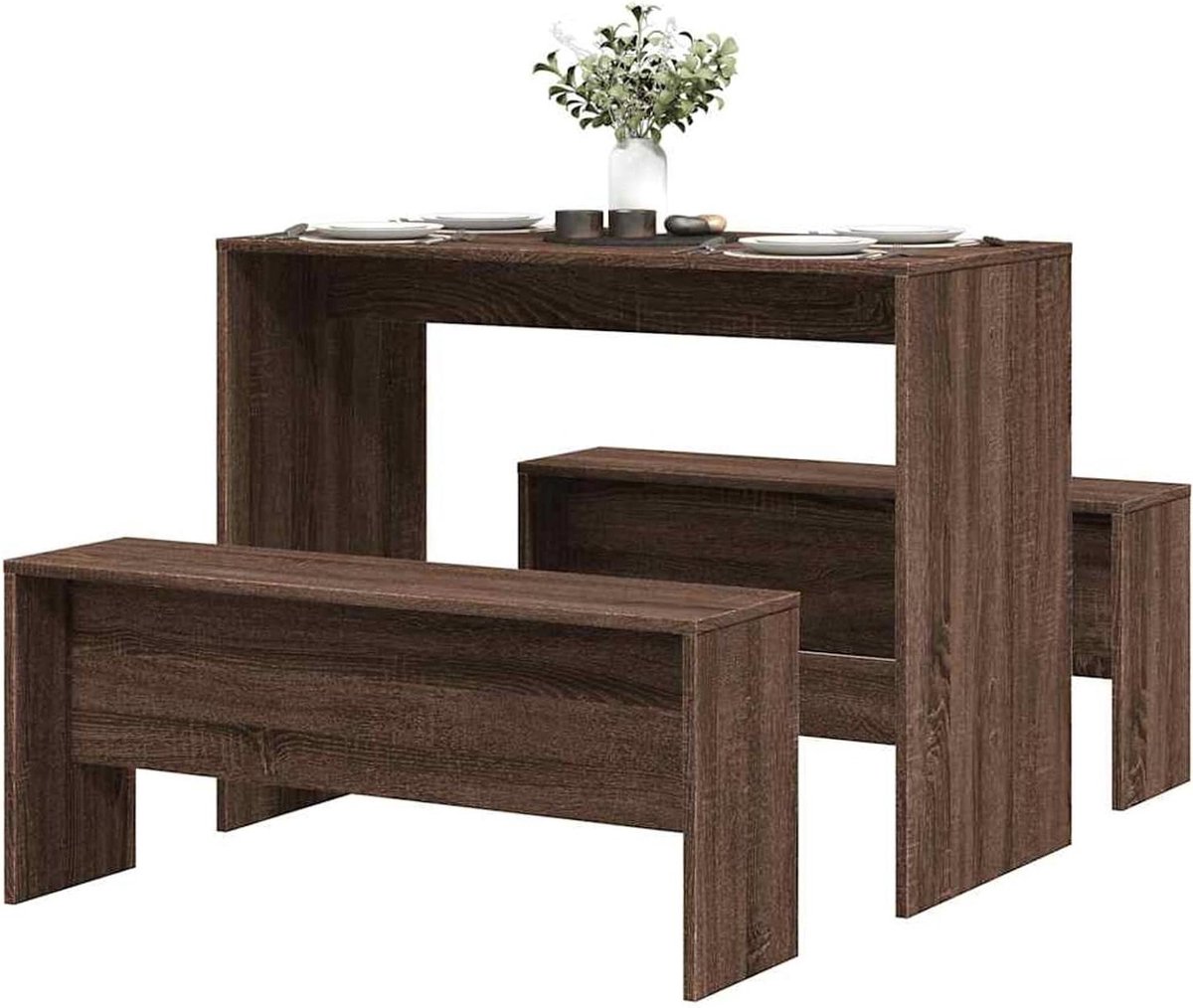 Eettafel en bank set - Keukentafel met bankjes - Gezellig tafelen - Duurzaam houtmateriaal