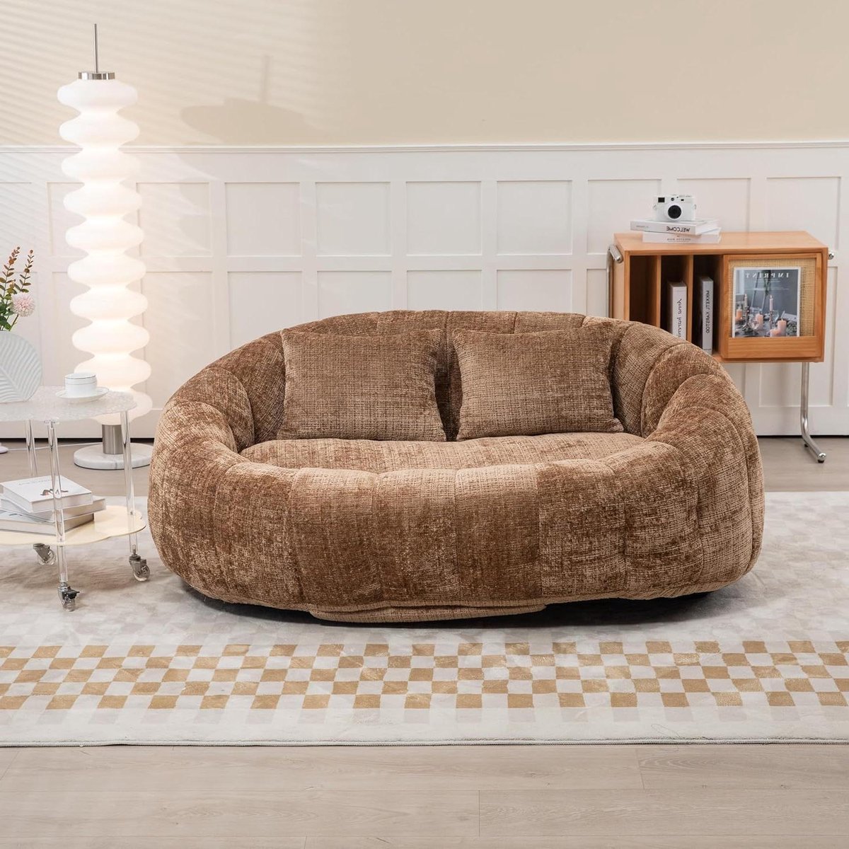 Zitzak Lounger - Luie Sofa Stoel - Ontspannen Thuis - Volledig Schuimgevuld - 63x150x95cm - Koffie