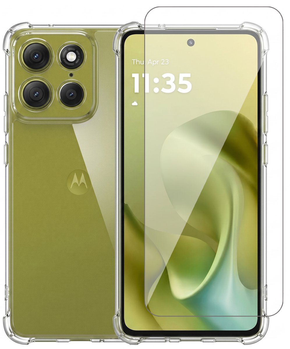 Hoesje geschikt voor Motorola Moto G86 / G86 Power – CrystalClear Back Cover – Schokbestendig – Met Screenprotector Glas