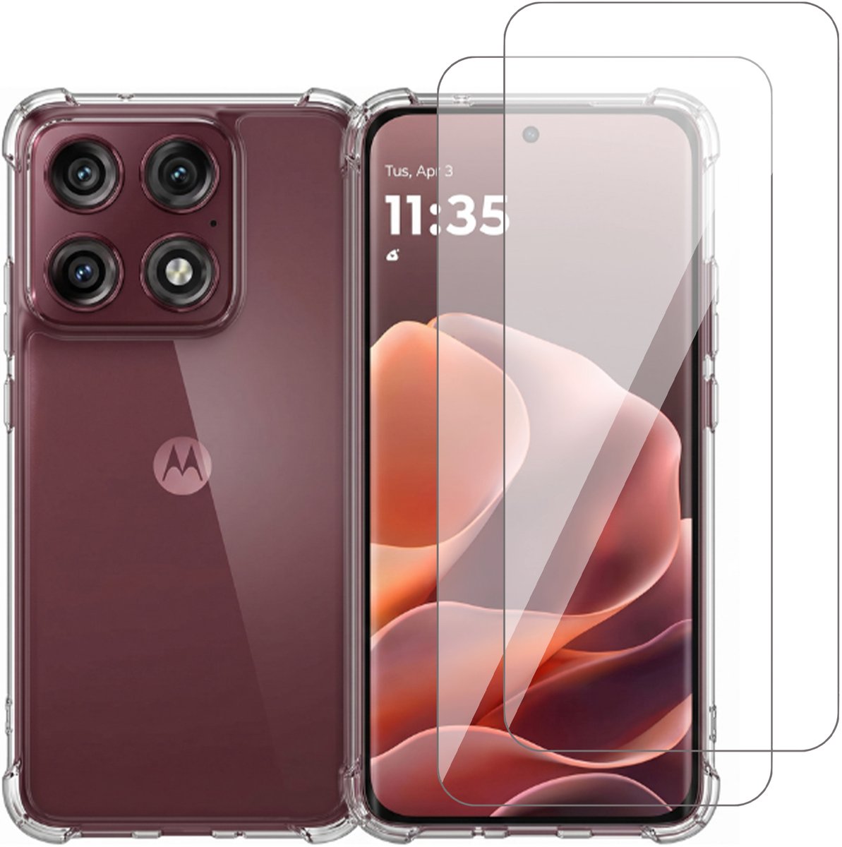Hoesje geschikt voor Motorola Moto Edge 70 – CrystalClear Back Cover – Schokbestendig – 2 Stuks Screenprotector Glas