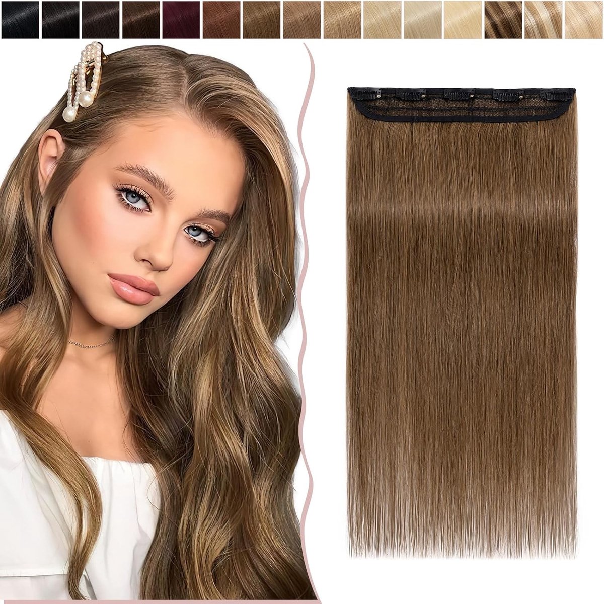 18 inch Real Remy Human Hair Extensions Clip-in voor Volle Hoofd, Steil en Onzichtbaar, 50 g Kwaliteit
