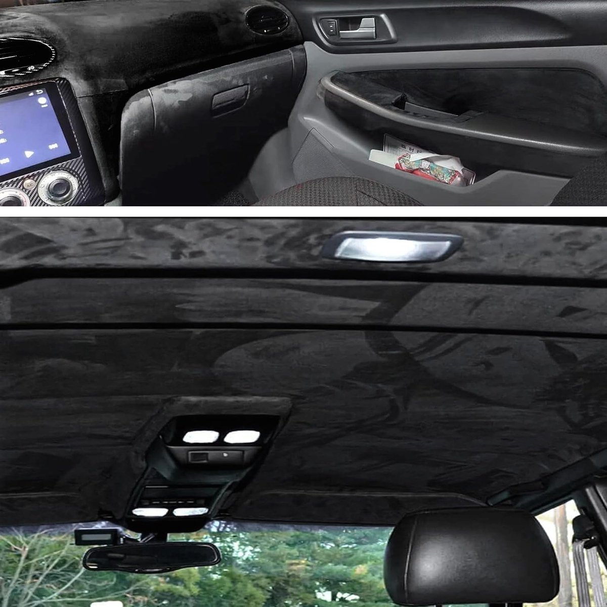SnelShoppen - Suède omslagdoek voor in de auto, zelfklevend, 40 x 150 cm, zwart, perfect voor gordijnkussen en bankgebruik, ideaal voor onderweg, camp