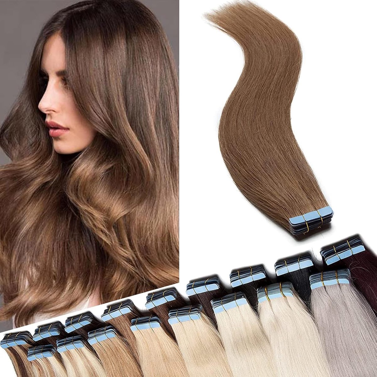 Tape in Extensions van Echthaar - 40 Stuks 100g - 100% Remy Haar - Onzichtbare Bruin #6 - 14 inch (35 cm) - Perfect voor Volumineuze Haarverlenging en Stijlvolle Look