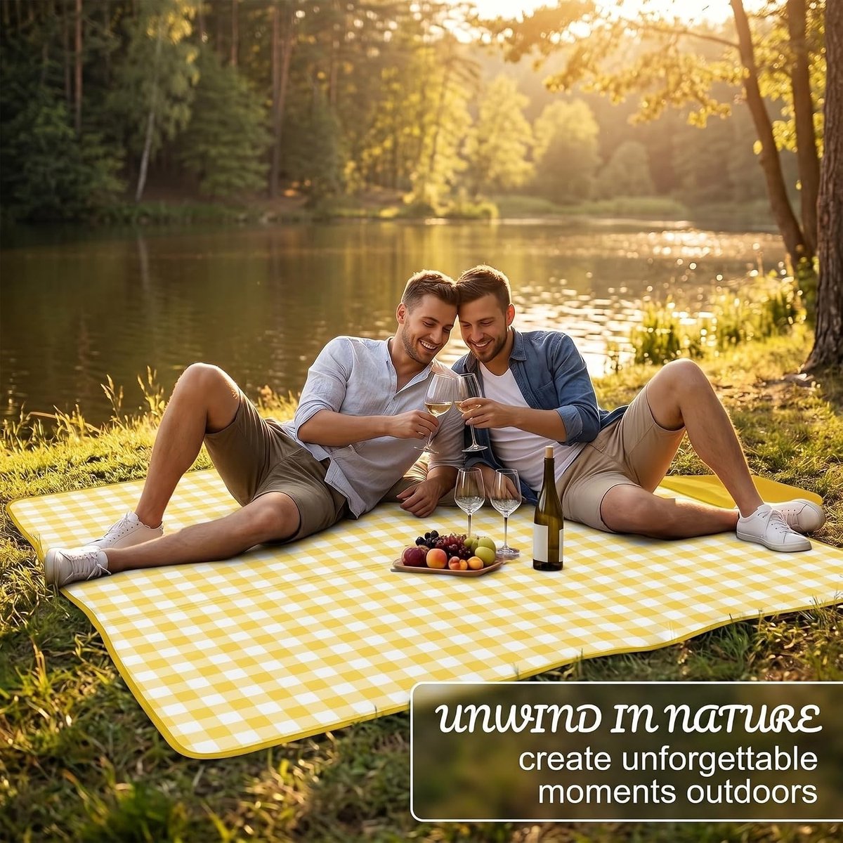 Grote waterdichte picknickdeken van 200 x 200 cm, opvouwbaar en geïsoleerd voor strand en camping, ideaal voor buitenactiviteiten