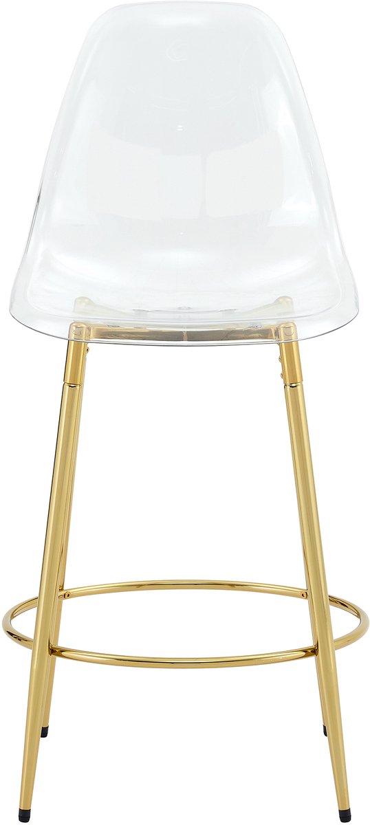 Flexibel barset: 89 cm glazen tafel + 4 barkrukken met een zwevend design – speciaal ontworpen voor Europese open keukens. Goud metalen frame, met comfortabele voetsteun.