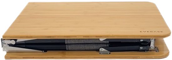 EveBase Flex 120 - Campingkast - Inklapbare Campingtafel met Opbergruimte - Verstelbaar - Bamboe - Grijs/Zwart — afbeelding 2