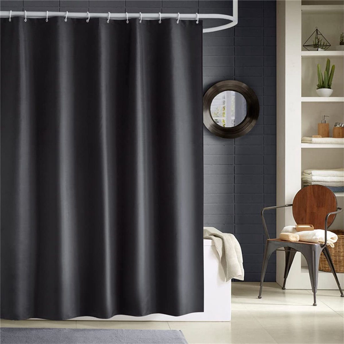 Omgoods - Basis Douchegordijn 240 x 200 cm - Waterdicht en Antimould Zwart