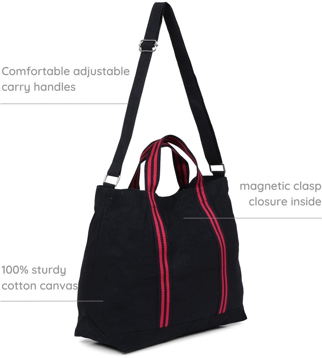 Omgoods - Grote Canvas Handtas met Crossbody Handgreep en Twee Vakken