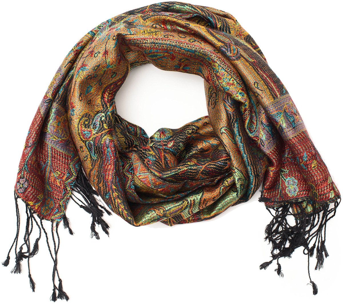Omgoods - 100% Zijde Pashmina Sjaal met Paisley Patroon, 160 x 35 cm