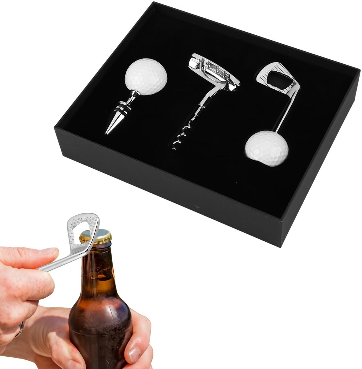 Omgoods - Golf Club Flessenopener Set met Golfvormige Kurkentrekker