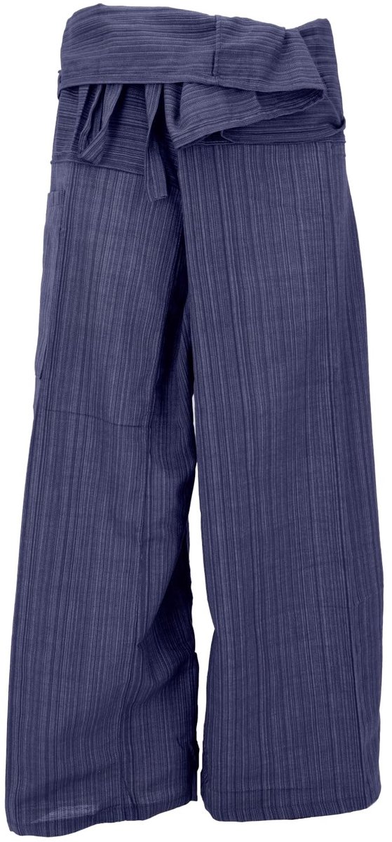 Omgoods - Thai Gestreepte Woven Visser Broek in Anthraciet, Unisex