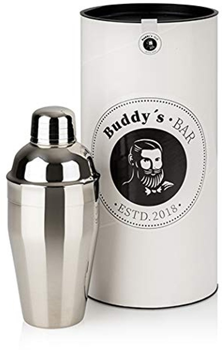 Buddy´s Bar Classic - cocktail shaker - 500 ml - gepolijst rvs - met geïntegreerde zeef