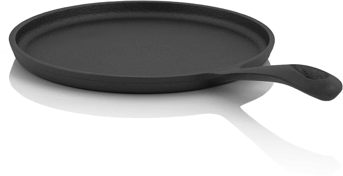 Omgoods- Pannenkoekenpan Gietijzer - Ø 19 cm - Preseasoned - Outdoor Pannenkoeken - Grillpan - Ideaal voor Barbecue - Handleiding Inbegrepen - Koekenpan