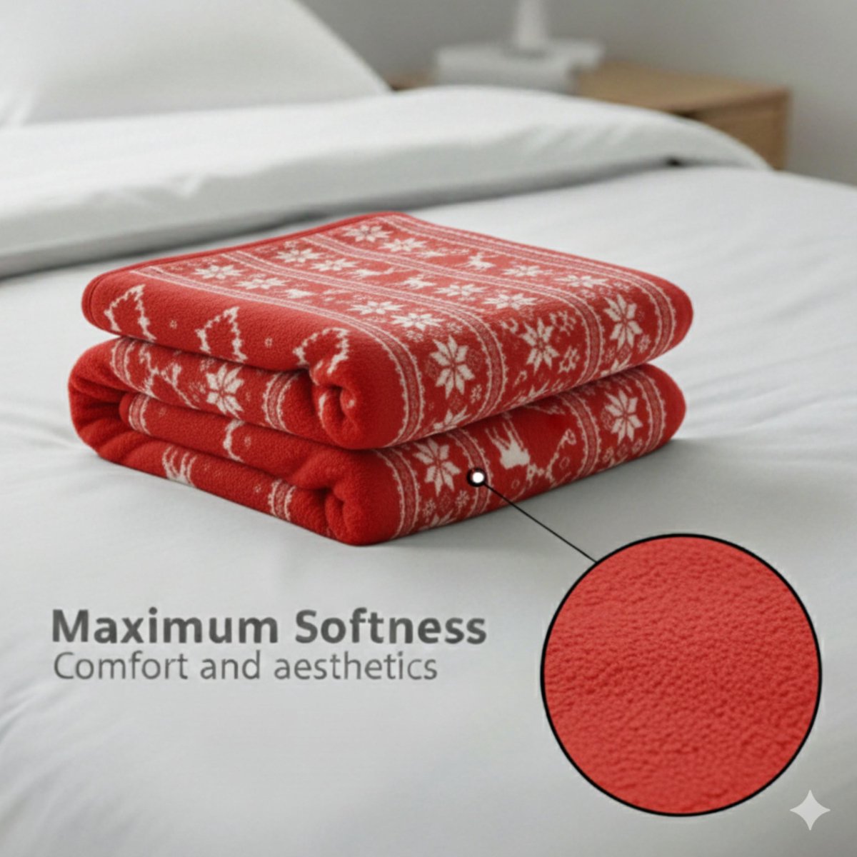 Omgoods - Luxe Kerst Fleece Deken met Kerstprint 150x120 cm