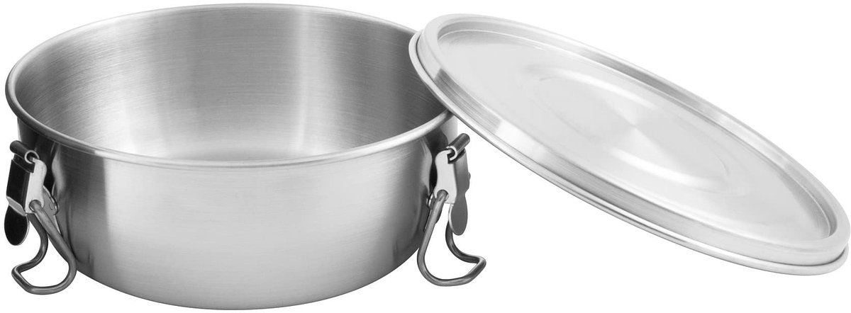 Omgoods - RVS Voedselbak 0.5L met Deksel en Klemmen