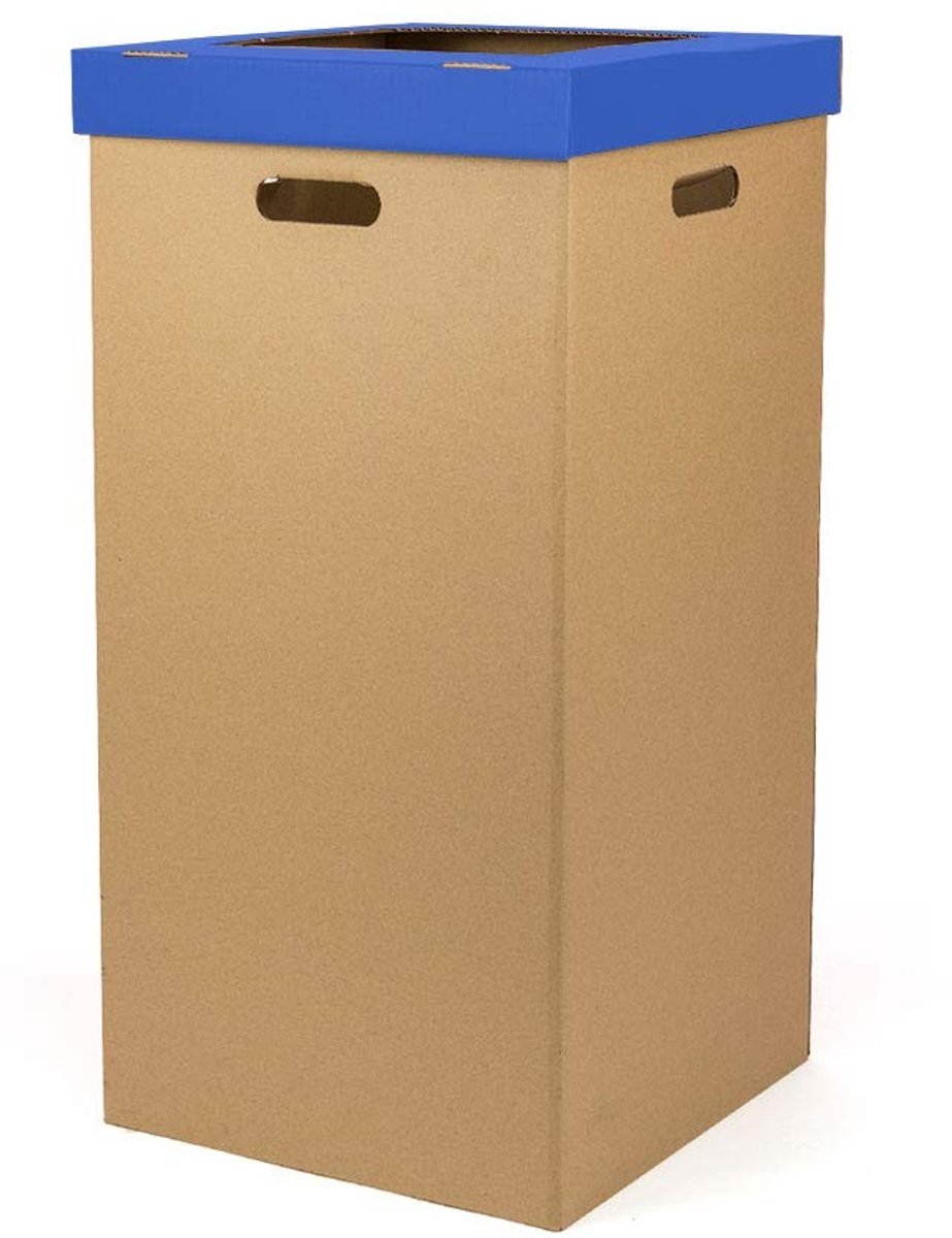 Omgoods - Kartonnen Prullenbak met Deksel en Handgrepen, 70 Liter, Blauw