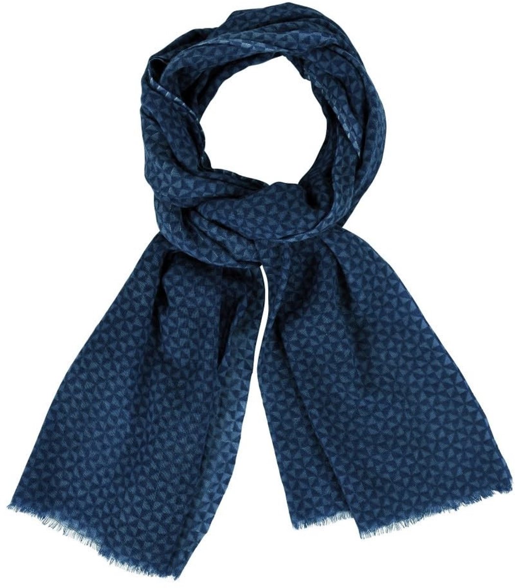 Omgoods - Sjaal van 100% Wol met Windmolenprint - Blauw