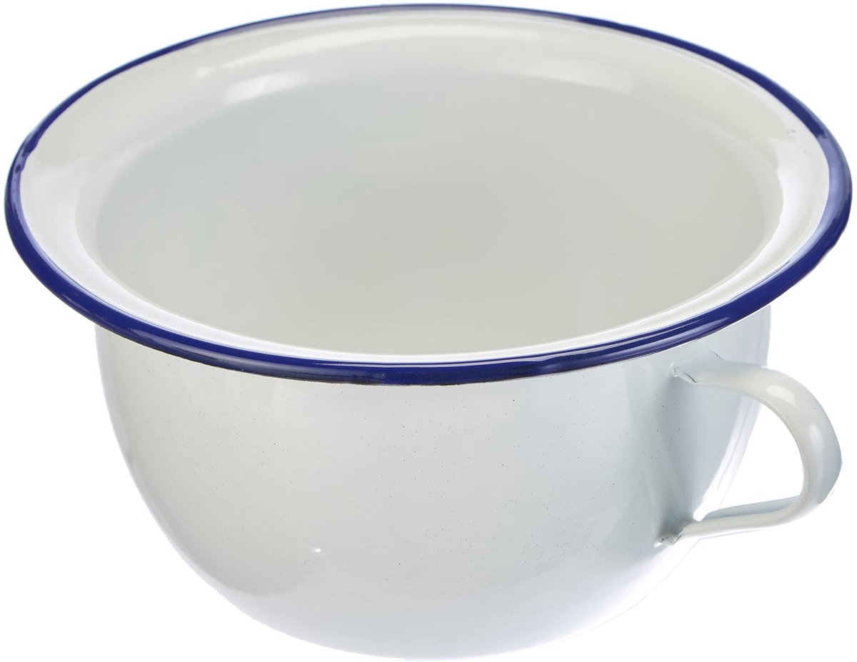 Omgoods - Nachtpot van Emaille Staal 3.5L in Wit/Blauw