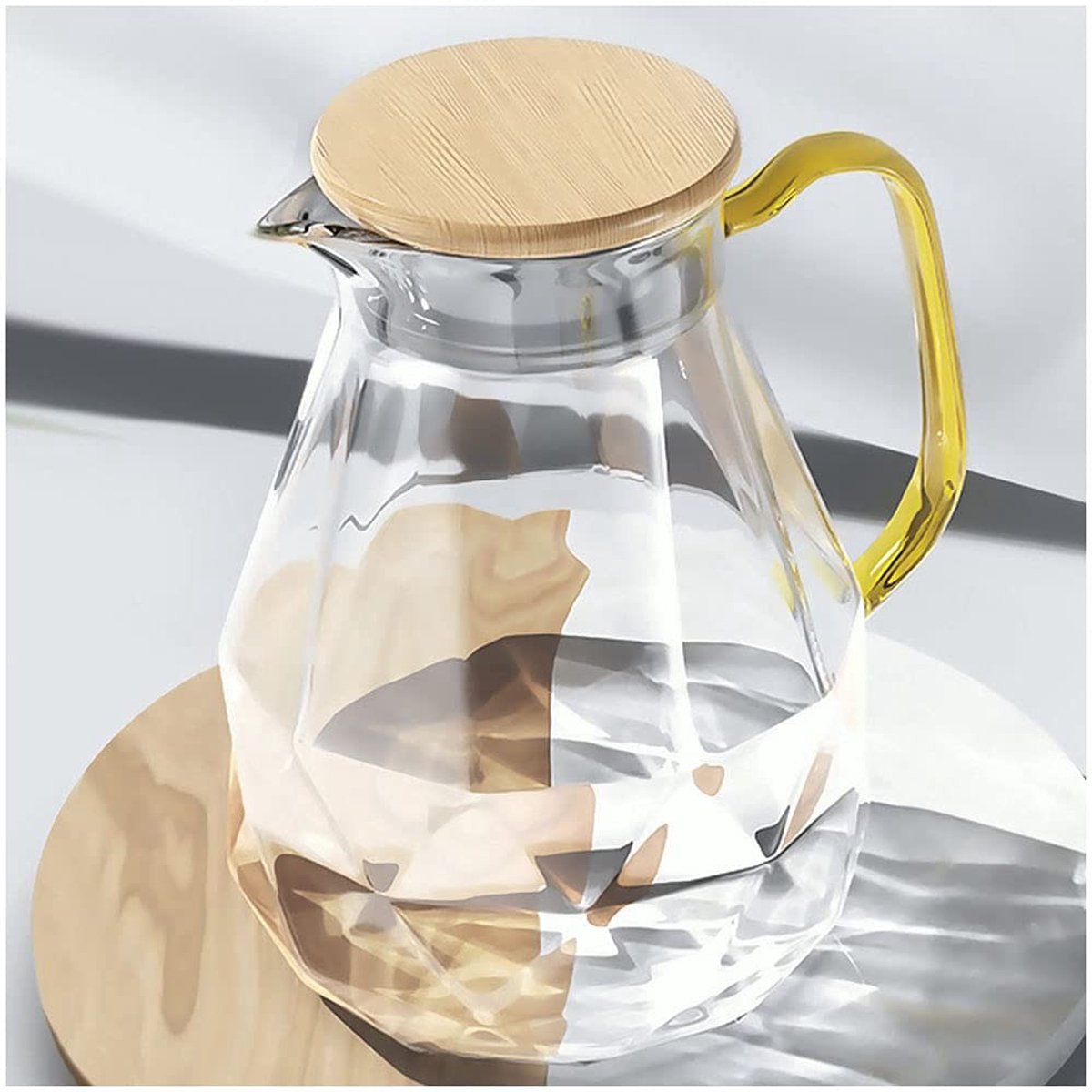Omgoods - Stijlvolle Glazen Waterkan met Houten Deksel