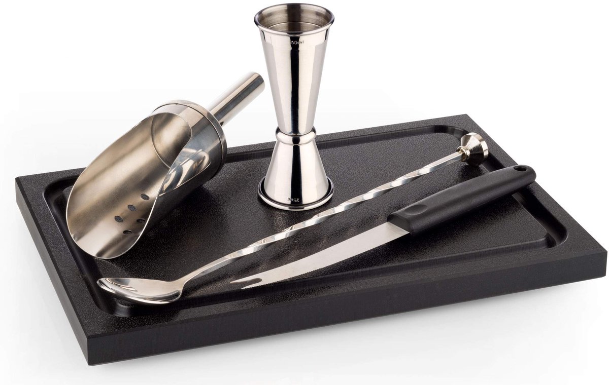Buddy´s Bar Gin Tonic premium barset - 5 delig RVS - vaatwasmachinebestendig