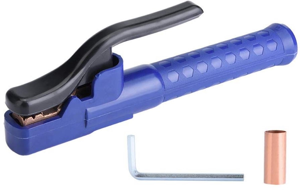 Omgoods - Geïsoleerde koperen lasklem - 800A - Sterke grip - Blauw - Voor elektrode houders - Ideaal voor staalbewerking - 30cm