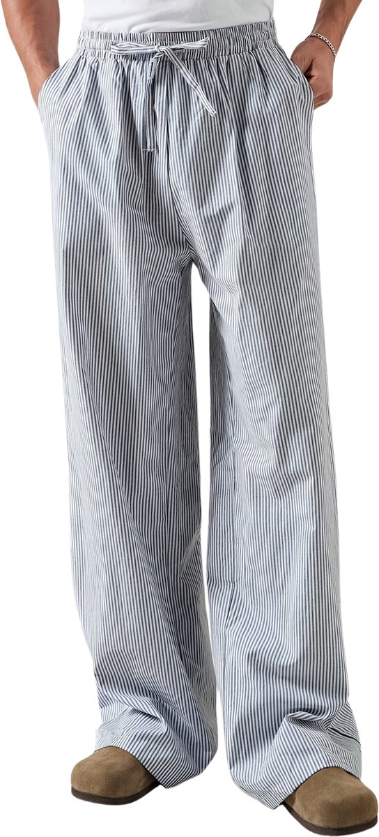 Currero Gestreepte Broek Heren and Striped Pants Yacht Club Linnen Broek Zomerbroek Volwassenen Lange Broek Strandbroek Gemengde Kleur
