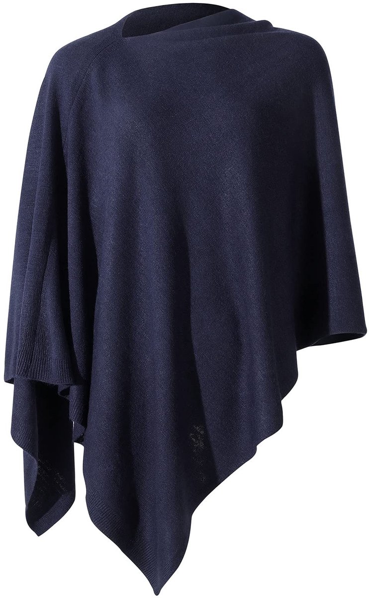 Omgoods - Dames Pullover Sjaal Cape in Donkerblauw