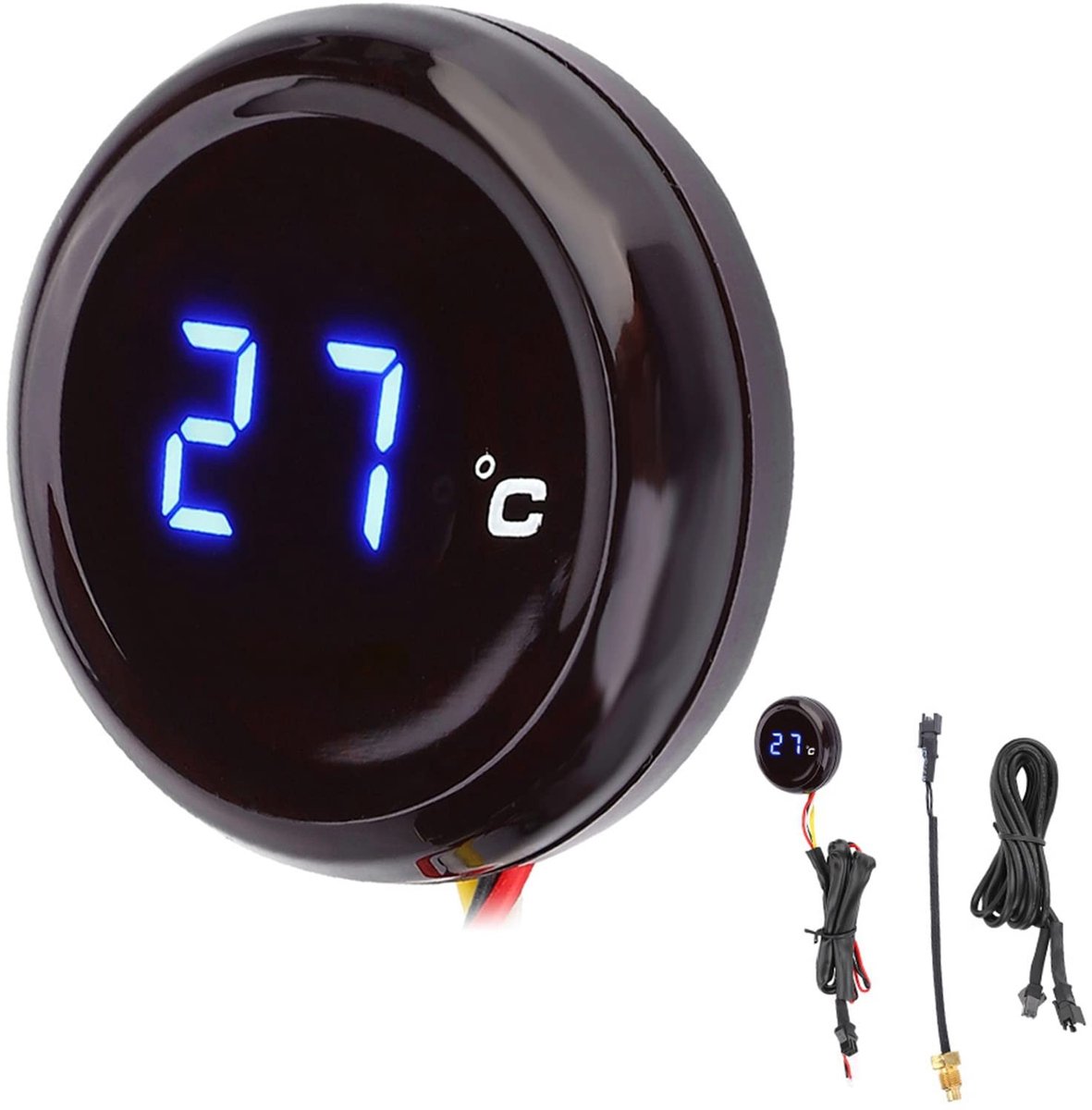 Omgoods - Digitale Motor Thermometer - Universeel - Hoge Precisie - Blauw Licht - Temperatuurmeter - Geschikt voor Motorrijders - 12V