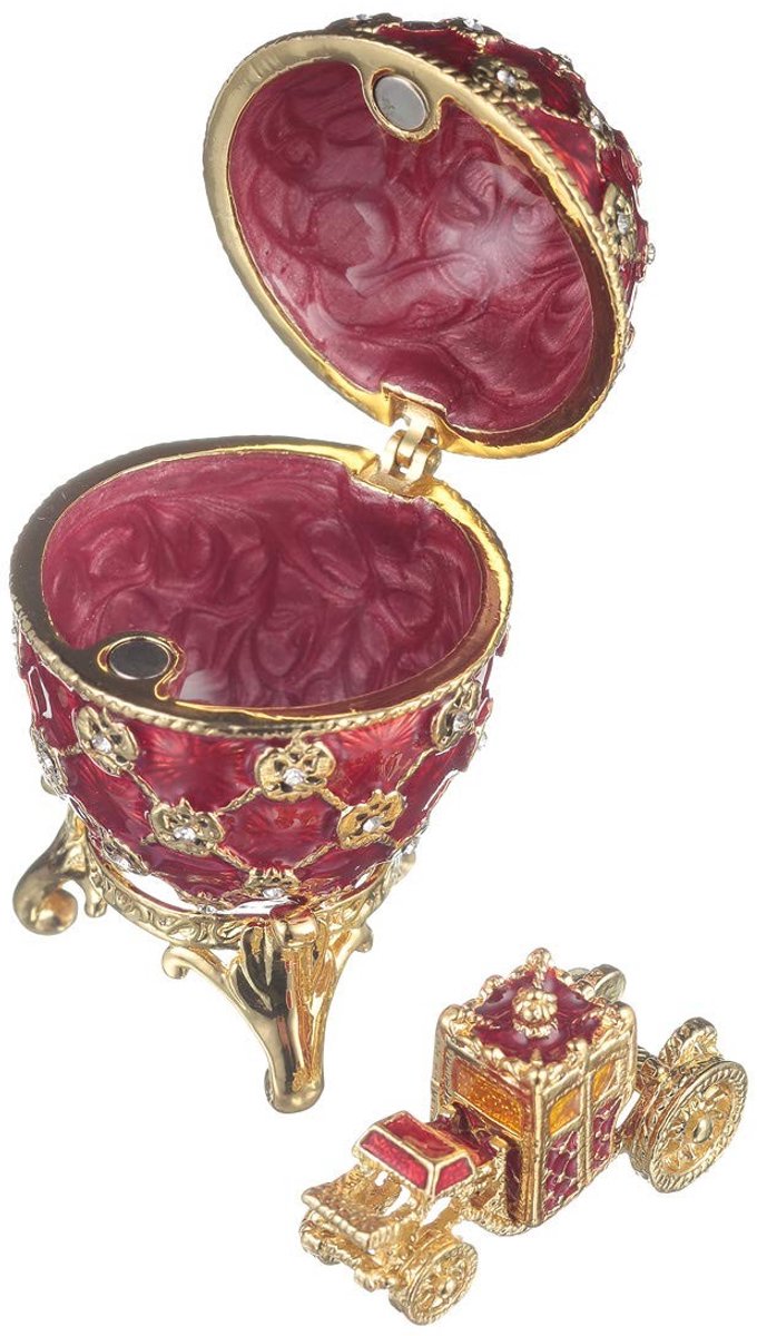 Omgoods - Fabergé Stijl Sieradendoos in Vorm van Ei met Koets