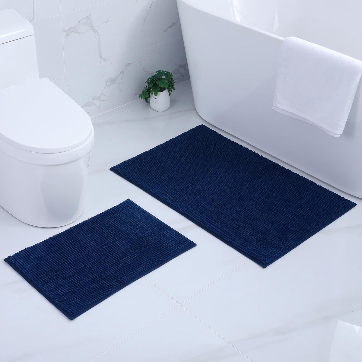 Omgoods - Chenille Badmat Set van 2 Stuks Antislip en Absorberend