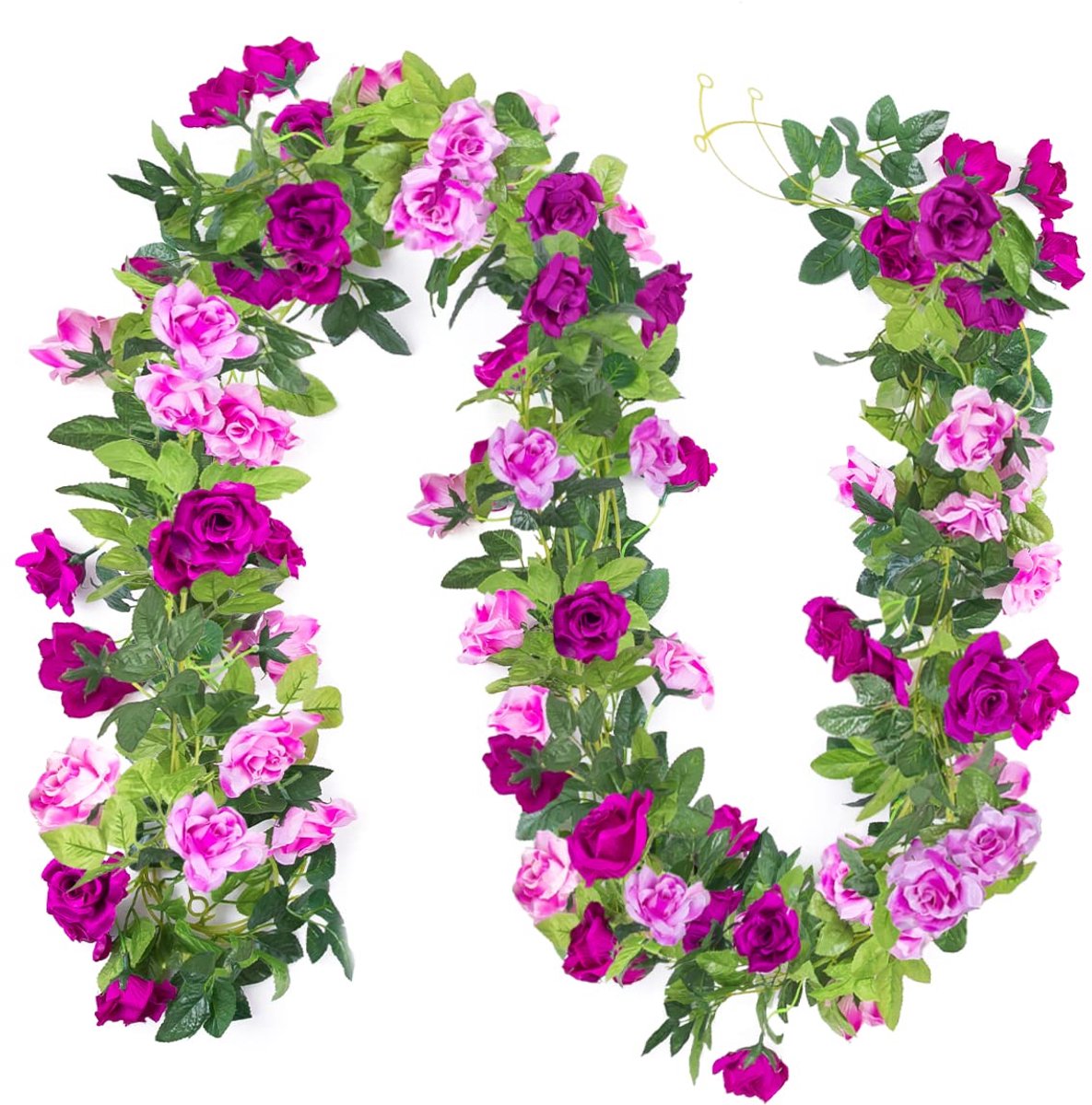 Omgoods- Bloemenslinger Kunstmatig - 3 Stuks - 25ft Lengte - Rozen - Zijde en Kunststof - Perfect voor Bruiloft Decoratie