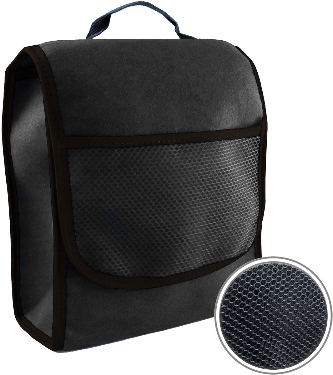 Omgoods - Auto Organizer van Vilt met Klittenbandsluiting - Zwart